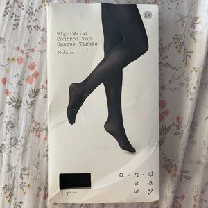 Black High-Waisted Control Top Opaque Tights